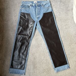 Agolde Womens Ryder Jeans Recycled Brown Leather High Rise Straight Leg Size 31